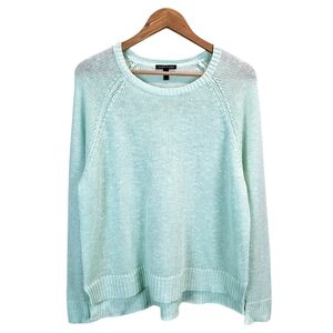 Eileen Fisher Organic Linen & Cotton Sweater Large Mint Green Quiet Luxury Chic